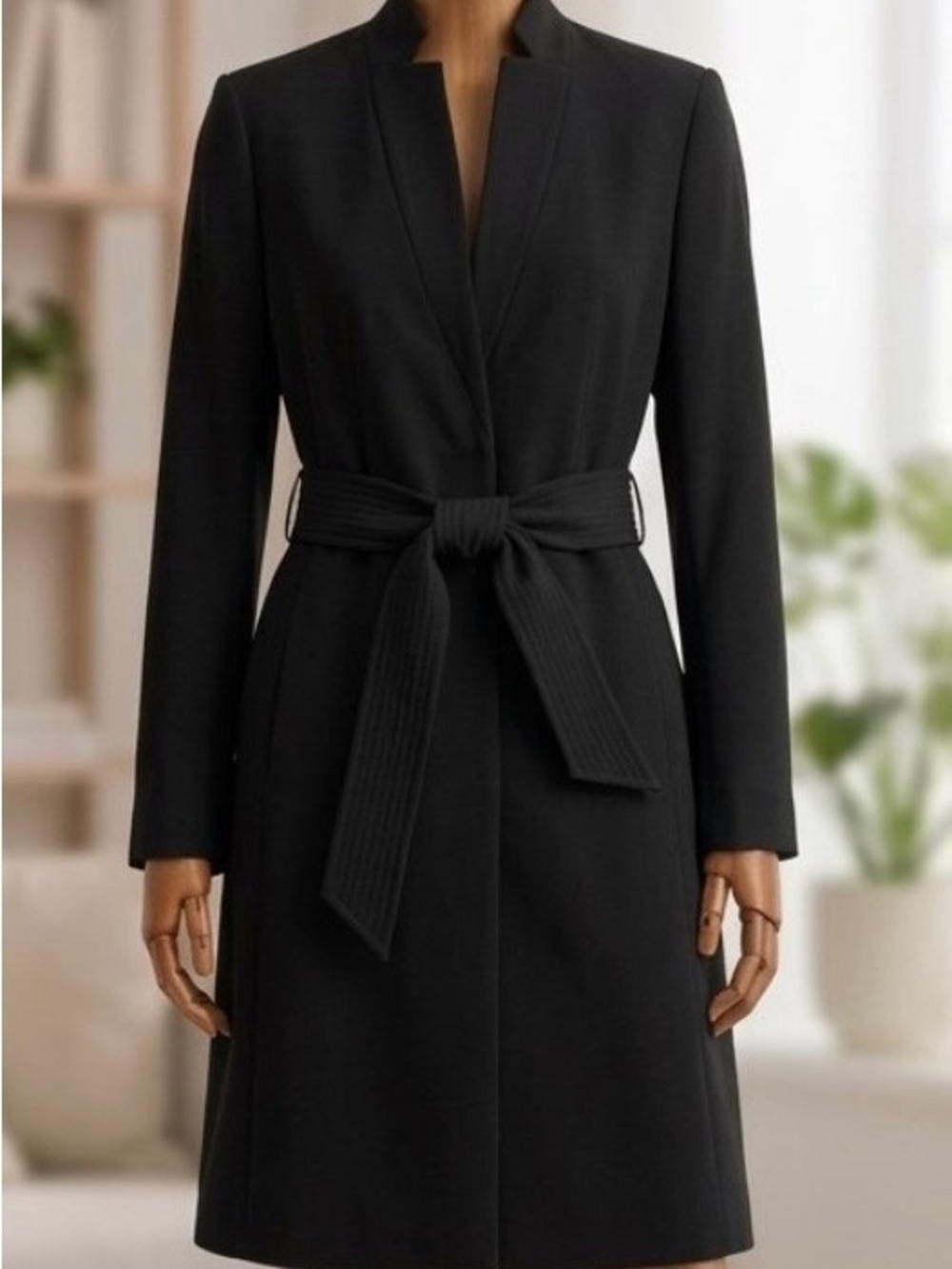 Calvin Klein Belted Longline Blazer Jacket Dress Black Size 10